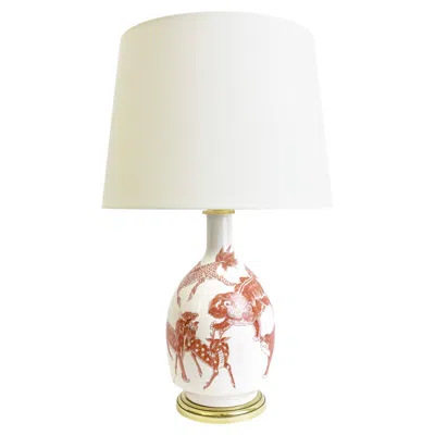 Pre-owned Porcelaine De Paris Chinoiserie Table Lamp By , 1970s Copper Red
