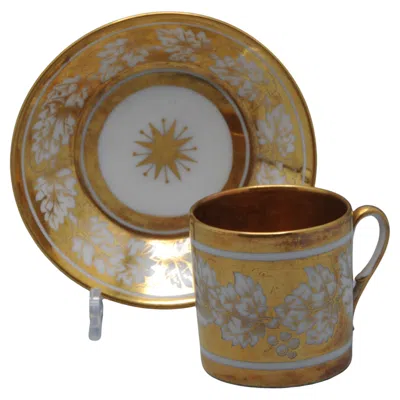 Pre-owned Porcelaine De Paris - Coffee Cup And Saucer 'litron', Early 19th Century In Brown