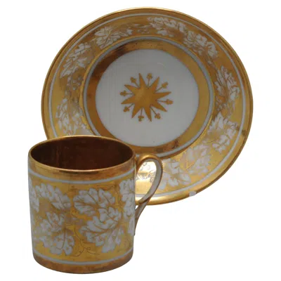 Pre-owned Porcelaine De Paris - Coffee Cup And Saucer 'litron', Early 19th Century In Brown