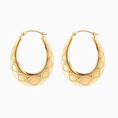 Pori Jewelry 10k Gold Oval Diamond Cut Hoop Earrings