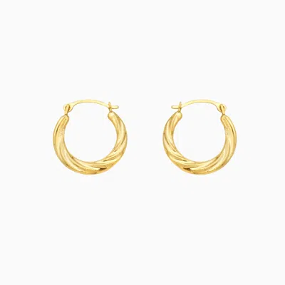 Pori Jewelry 10k Gold Twist Pattern Hammered Diamond Cut Hoop Earrings