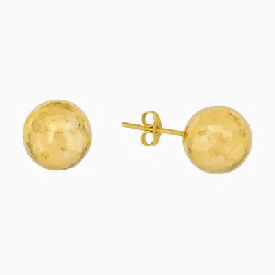 Pori Jewelry 14k Gold Hammered Ball Yellow Tone Stud Earrings
