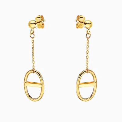 Pori Jewelry 14k Gold Mariner Chain Oval Dangle Earrings