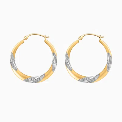 Pori Jewelry 14k Gold Round Twisted Two Tone Hoop Earrings In Silver