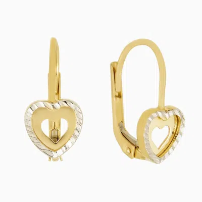 Pori Jewelry 14k Gold Two Toned Heart Leverback Earrings