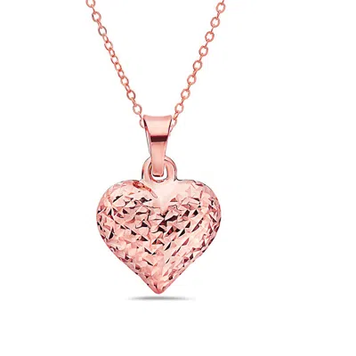 Pori Jewelry 14k Solid Gold Ultra Diamond Cut Heart Charm In Pink