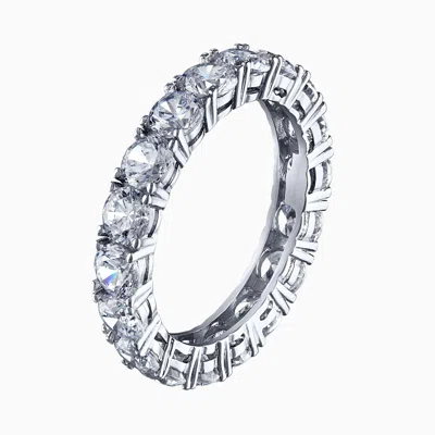 Pori Jewelry Pink Round Cut Silver Eternity Ring