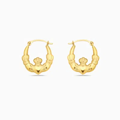 Pori Jewelry Solid Irish Claddagh Hoop Earrings In Gold