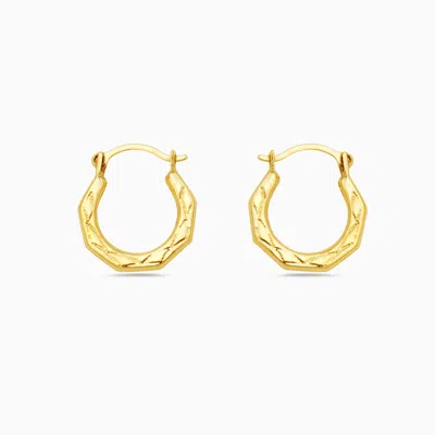 Pori Jewelry Solid Oval Fancy Design Mini Hoop Earrings In Gold