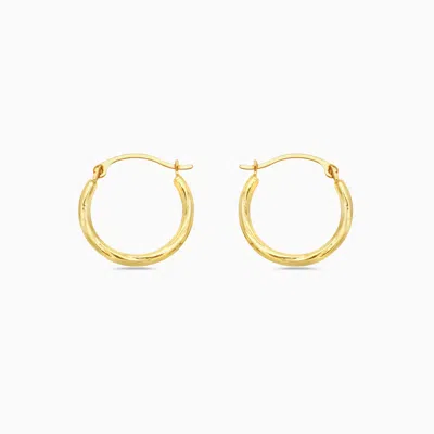 Pori Jewelry Solid Slash Diamond Cut Hoop Earrings In Gold