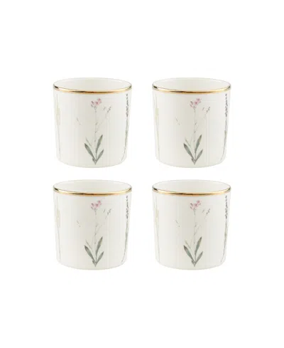 Porland Botanical 4 Piece Cup Set, Service For 2 In White,gold