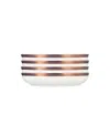 Porland Copper Line 4 Piece Bowl Set, Service For 4 In White,copper