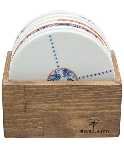 Porland Folksy 6pc Coaster Set In Brown