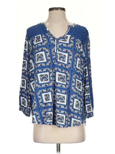 Pre-owned Porridge 3/4 Sleeve Blouse In Blue