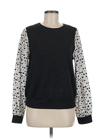 Pre-owned Porridge Long Sleeve Top Black Crew Neck Tops