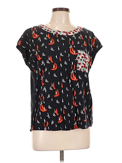 Pre-owned Porridge Short Sleeve Blouse In Black