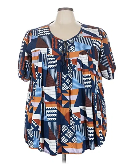 Pre-owned Porridge Short Sleeve Blouse In Blue