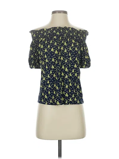 Pre-owned Porridge Short Sleeve Blouse In Blue