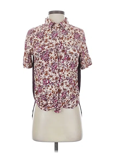 Pre-owned Porridge Short Sleeve Blouse In Burgundy