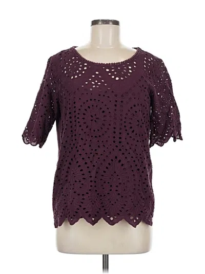 Pre-owned Porridge Short Sleeve Blouse In Burgundy
