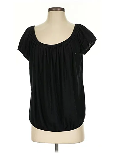 Pre-owned Porridge Short Sleeve Top Black Scoop Neck Tops