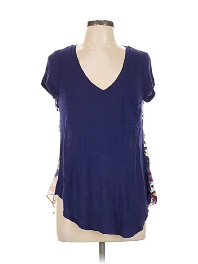 Pre-owned Porridge Short Sleeve Top Blue V Neck Tops