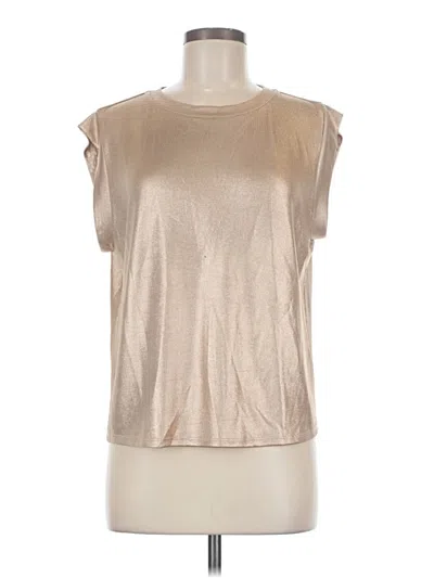 Pre-owned Porridge Short Sleeve Top Gold Metallic Pattern Boatneck Tops