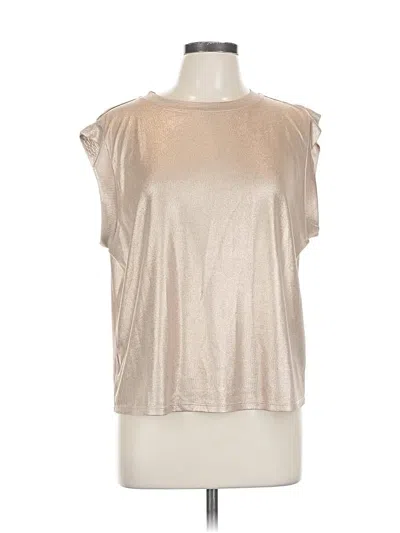 Pre-owned Porridge Short Sleeve Top Silver Metallic Pattern Cold Shoulder Neckline Tops