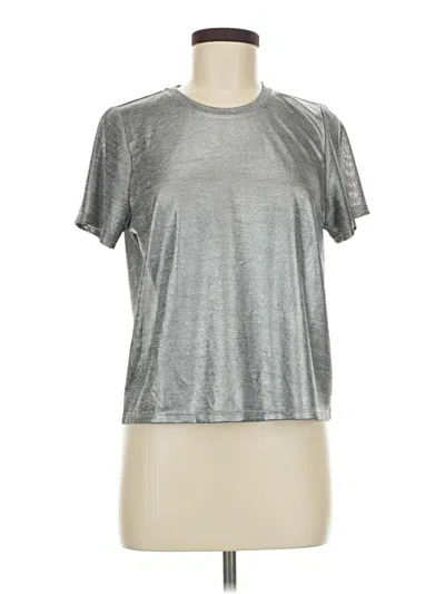 Pre-owned Porridge Short Sleeve Top Silver Metallic Pattern Crew Neck Tops