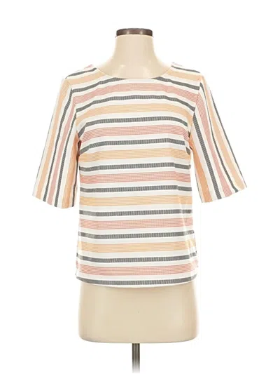 Pre-owned Porridge Short Sleeve Top Tan Stripes Pattern Boatneck Tops In Brown