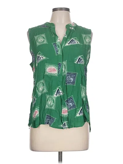 Pre-owned Porridge Sleeveless Button Down Shirt In Green