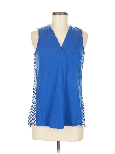 Pre-owned Porridge Tank Top Blue Plunge Neckline Tops