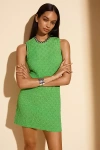 Porridge Textured Slim Knit Mini Dress In Green