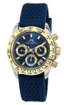 Porsamo Bleu Alexis Chronograph Sport Blue Silicone Watch, 37mm In Two-tone/blue