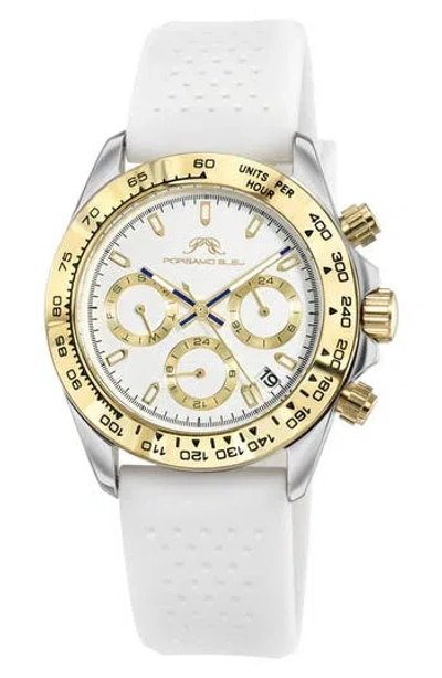 Porsamo Bleu Alexis Chronograph Sport White Silicone Watch, 37mm In Two-tone/white