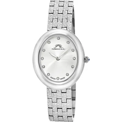 Porsamo Bleu Angelica Oval Diamond Bracelet Watch, 30mm X 35mm In Silver