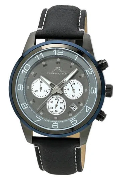 Porsamo Bleu Arthur Chronograph Leather Of Silicone Strap Watch, 44mm In Purple