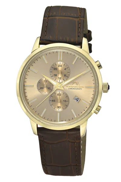 Porsamo Bleu Aura Chronograph Genuine Leather Gold Tone And Brown Men's Watch 1432baul In Multi