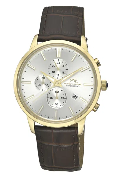 Porsamo Bleu Aura Chronograph Genuine Leather Gold Tone And Brown Men's Watch 1432caul In Multi