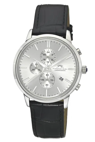 Porsamo Bleu Aura Chronograph Genuine Leather Silver Tone And Black Men's Watch 1431aaul In Multi
