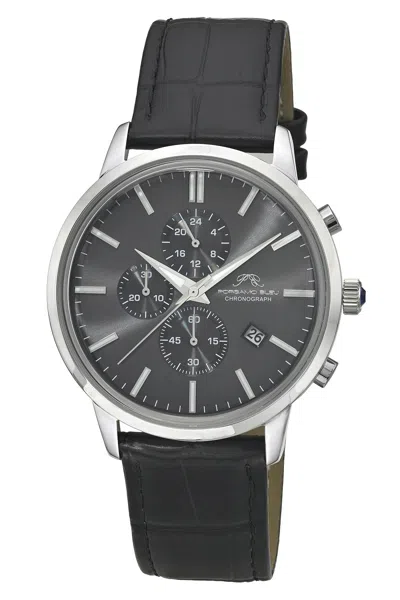 Porsamo Bleu Aura Chronograph Genuine Leather Silver Tone And Black Men's Watch 1431baul