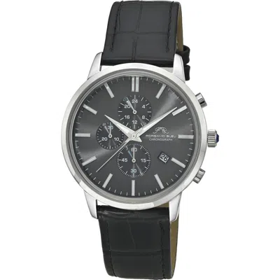 Porsamo Bleu Aura Leather Strap Chronograph Watch, 44mm In Silver Black