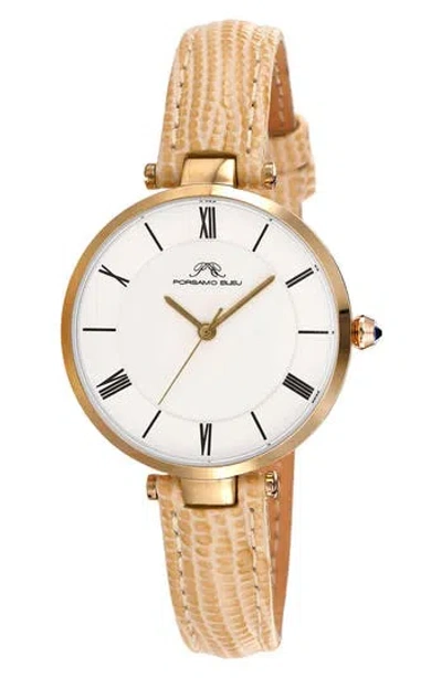 Porsamo Bleu Bellevue Leather Strap Watch, 32mm In White