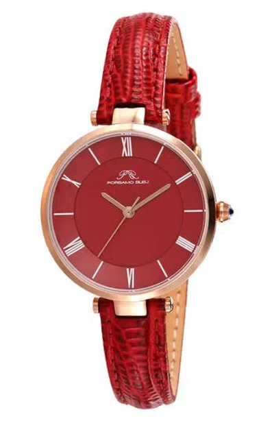 Porsamo Bleu Bellevue Leather Strap Watch, 32mm In Metallic