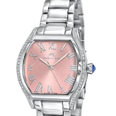 Porsamo Bleu Celine Women's Tonneau Watch, Silver And Pink, 1002bces