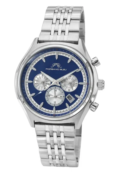 Porsamo Bleu Charlie Stainless Steel Multifunction Silver Tone & Blue Men's Watch 1261bchs