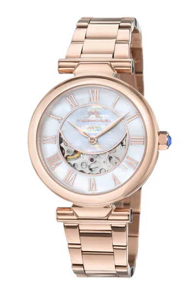 Porsamo Bleu Colette Women's Automatic Rosetone Bracelet Watch In Beige