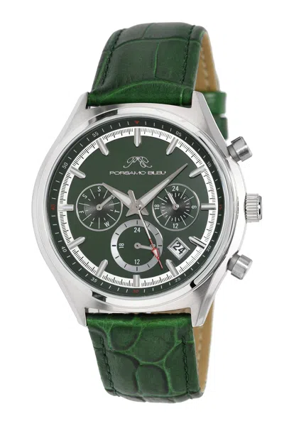 Porsamo Bleu Dylan Mens Leather Watch In Green