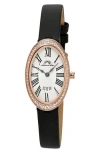 Porsamo Bleu Women's Topaz Eloise Genuine Leather Band Watch 1351cell In Black
