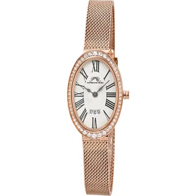 Porsamo Bleu Eloise Crystal Guilloche Mesh Bracelet Watch, 26mm